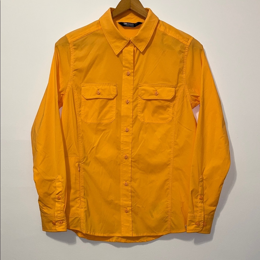OUTDOOR RESEARCH Way Station Long Sleeve Button Down Orange Nylon Womens Small